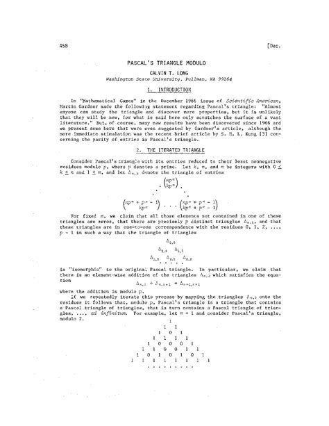 Image result for Pascal Triangle Modulo 5 Example