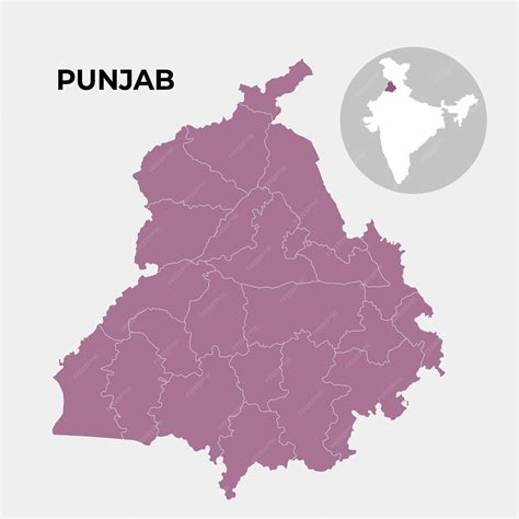 Premium Vector | Punjab locator map showing District and its capital