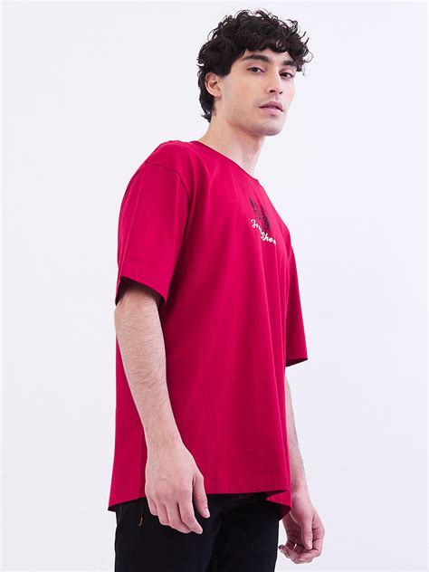 Spykar True Red Comfort Fit Casual T-Shirt For Men