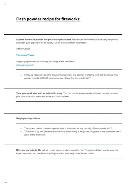 Flash Powder Recipe Mixture 的图像结果