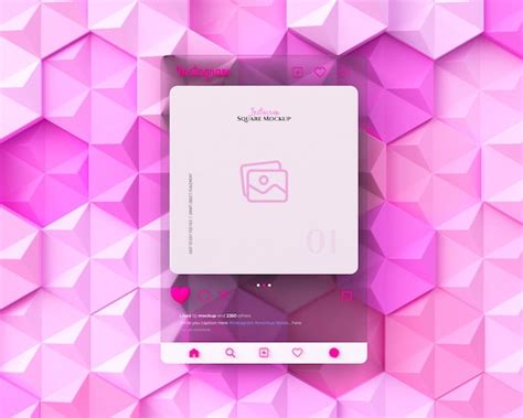 3d Instagram interfejs szklany morfizm mockup z 3d serce emoji dla ...