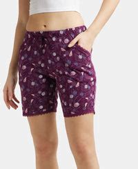 Buy Micro Modal Cotton Relaxed Fit Printed Shorts with Side Pockets ...