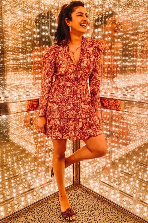 Priyanka Chopra picked a flirty floral dress to visit the Rock and Roll ...