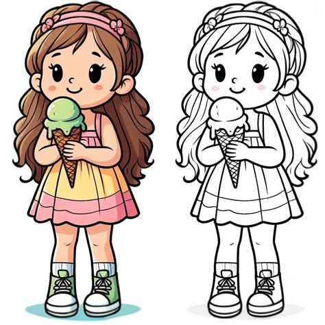 Children Eating Ice Cream Coloring Pages