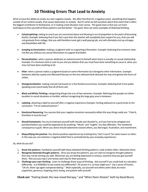 Thinkingerrors and anxiety - 10 Thinking Errors That Lead to Anxiety ...