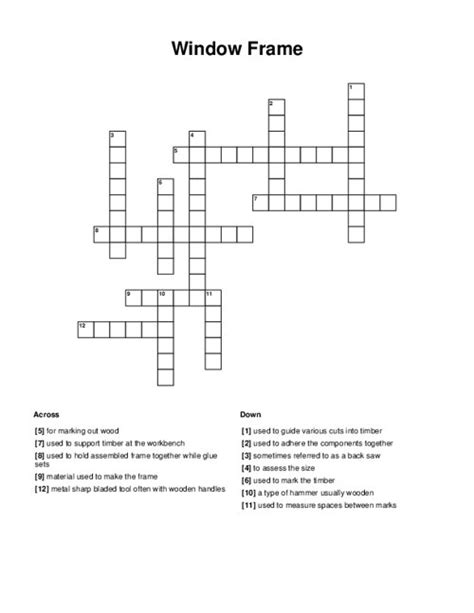 Window Frame Crossword Puzzle