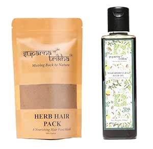 Buy Suparna Trikha 2 Pack Mahabhringraj Hair Oil & Herb Hair Pack for ...
