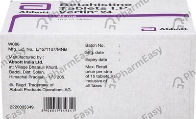 Vertin 24 Tablet: Uses, Side-effects, Price, Dosage & More Info - PharmEasy