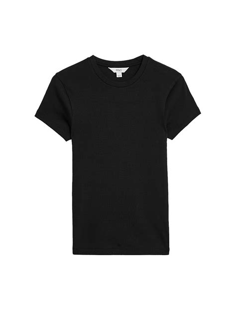 Buy Cotton Rich Ribbed Slim Fit T-Shirt at Marks & Spencer