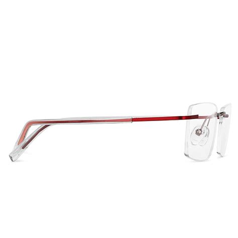 Buy Metal Matte Maroon Transparent Rimless Rectangle Vincent Chase ...
