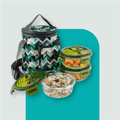 Borosilicate Glass Lunch Box - Set of 3 - ROUND - 400 ML