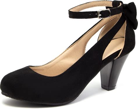 Buy Elerhythm Women's Mary Jane Bow Closed Toe Vintage Pumps Heels ...
