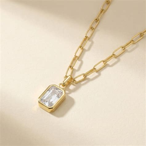 Link Chain Solitaire Pendant Necklace – PALMONAS