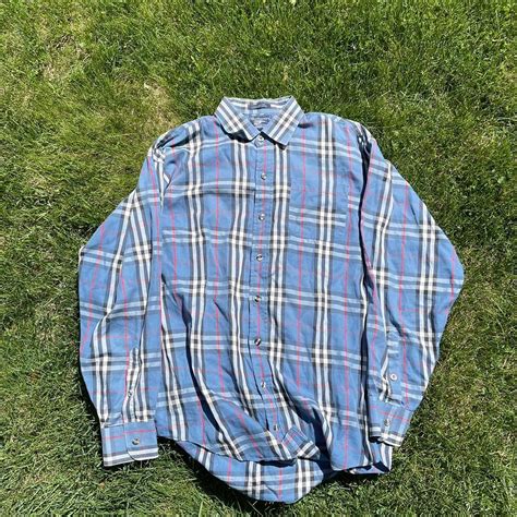 Blue Burberry Dress Shirt - XL - open to offers! -... - Depop