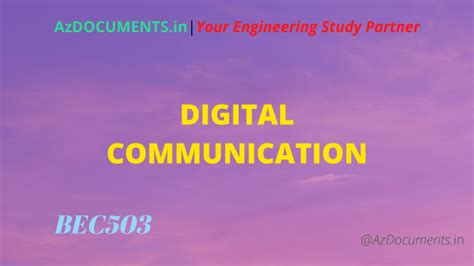 DIGITAL COMMUNICATION (BEC503)