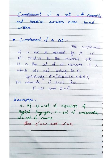 Image result for Complement of Set Examples