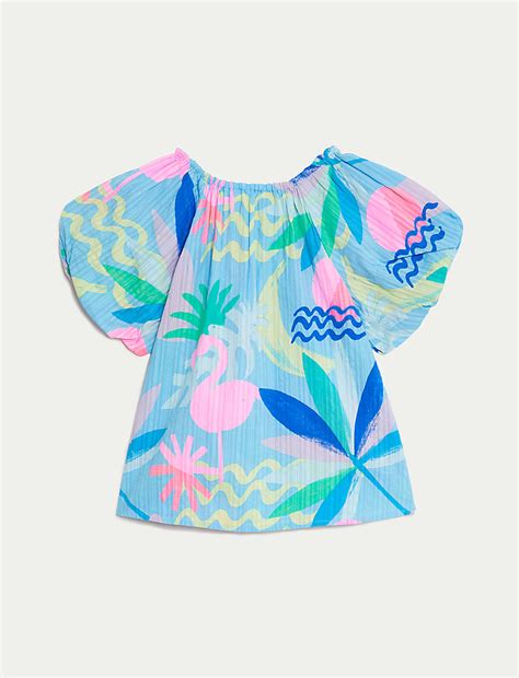 Buy Pure Cotton Tropical Print Top (2-8 Yrs) at Marks & Spencer