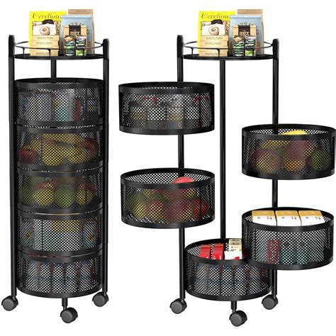 Kuber Industries Pack of 2 Storage Rack | 5-Layer Round Multipurpose ...