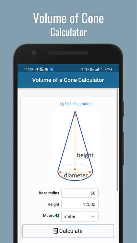 Volume of a Cone Calculator - App on Amazon Appstore