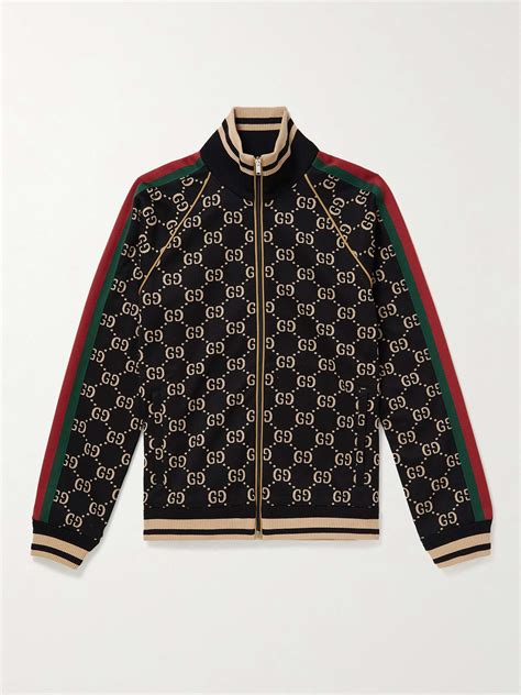 Gucci webbing trimmed monogrammed cotton jersey track jacket for men ...
