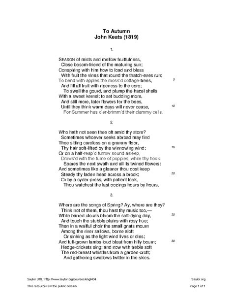To autumn - To Autumn John Keats (1819) SEASON of mists and mellow ...