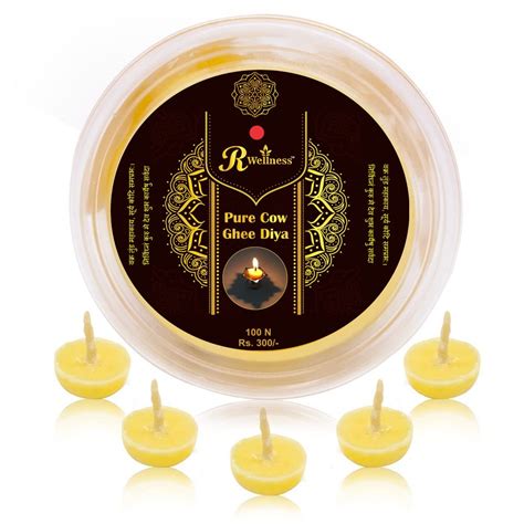 Buy R Wellness Ghee Diya for Puja - 100% Pure Cow Ghee, Wax-Free, Vegan ...