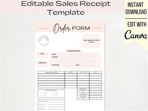 Editable order form template canva order form small business form ...