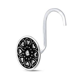 NEMICHAND JEWELS 925 Sterling Silver Round Oxidised Nose Rings/Nose pin ...