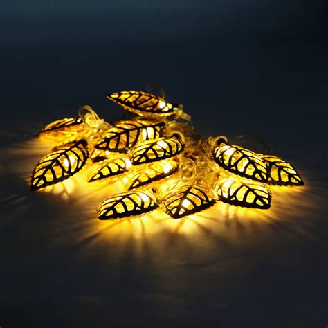 Metal Leaf Shape 14 LED Golden String Lights
