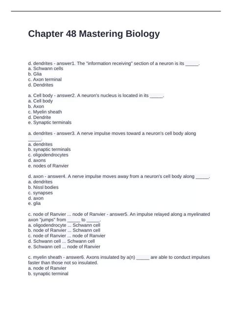 Chapter 48 Mastering Biology Questions and Answers 2024 - Mastering ...