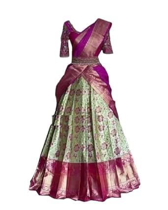 Buy ZITON women's unstitched traditional kanjivaram silk lehenga choli ...