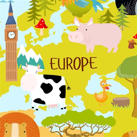 Kids World Map Wallpaper with Animals | Life n Colors