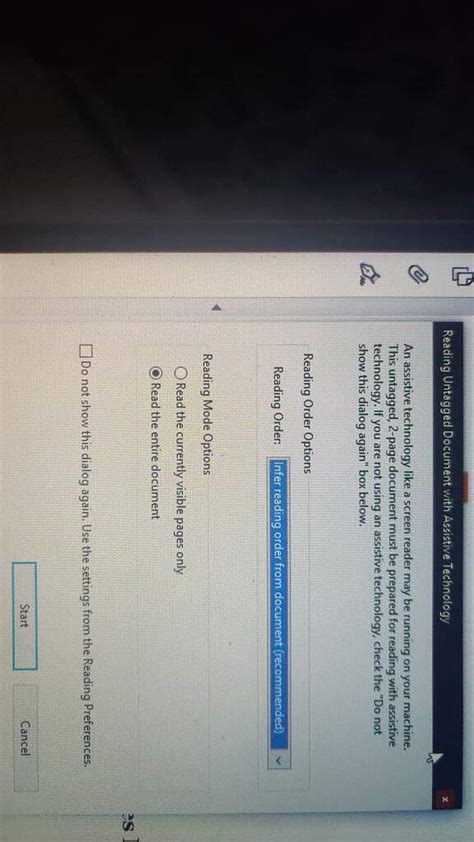 reading untagged document with assistive technology