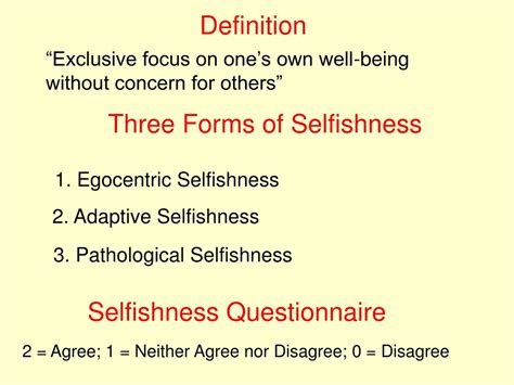 PPT - Exploring the Dimensions of Selfishness: Nature, Behavior, and ...
