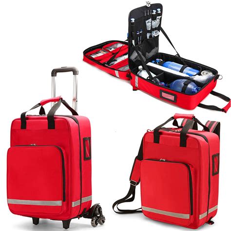 Qinnliuu First Aid Backpack Trolley Camping First Aid Kit Trolley ...