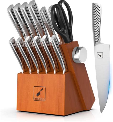 Brandclub - imarku Knife Set with Block for Kitchen, 14PCS High Carbon ...