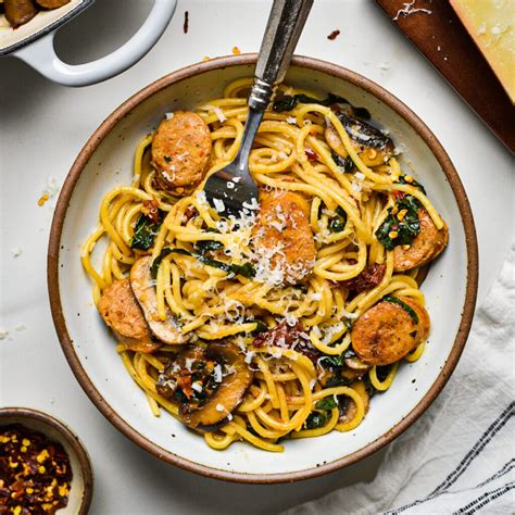 Chicken Sausage Kale and Mushroom Pasta - UncomplicatedChef