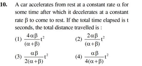 A car accelerates from rest at a constant rate α for some time after whic..