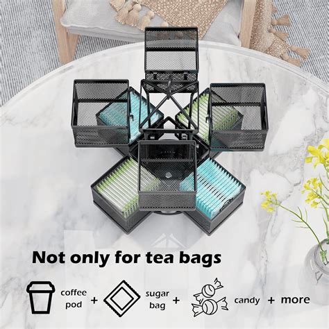 Tea Bag Organizer Tea Bag Storage Holder Spinning Carousel with 8 ...