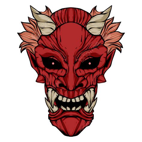 Oni Mask Vector Illustration Samurai, Oni, Oni Mask, Skull PNG and ...