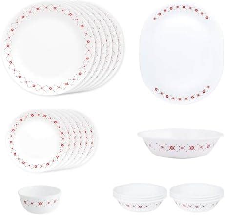 CORELLE Glass 21 Pc Round Dinner Set - Crown (White) : Amazon.in: Home ...