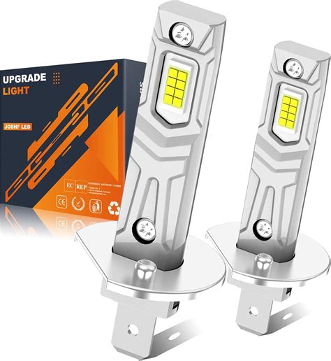 JOSHF LED H1 Headlight Bulb With Silent Fan, 18000LM 80W 500% 6500K H1 ...