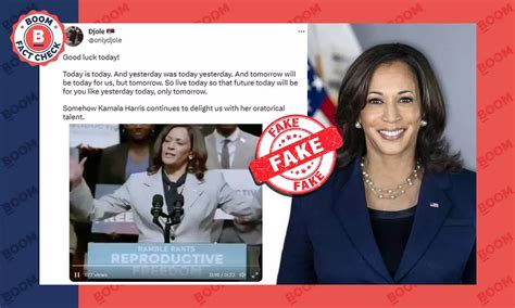 Video Of Kamala Harris Saying "Tomorrow Will Be Today" Is A Deepfake | BOOM
