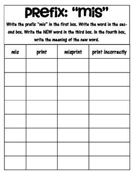 Prefix 'mis' hands on matching, worksheets and quiz! by Vanessa Crown