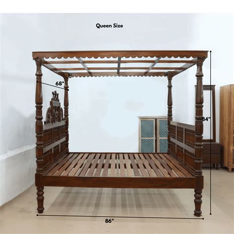 Chettinad Royal Teakwood Canopy Bed – Handcrafted South Indian Four ...