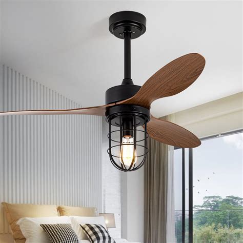 HOFZHi Ceiling Fan with Light 42 inch Rustic Ceiling Fan with Remote ...