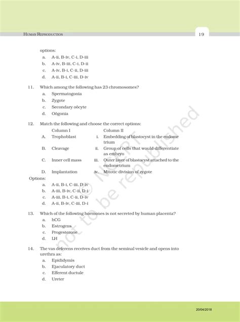 NCERT Exemplar Class 12 Biology Chapter 3 - Human Reproduction
