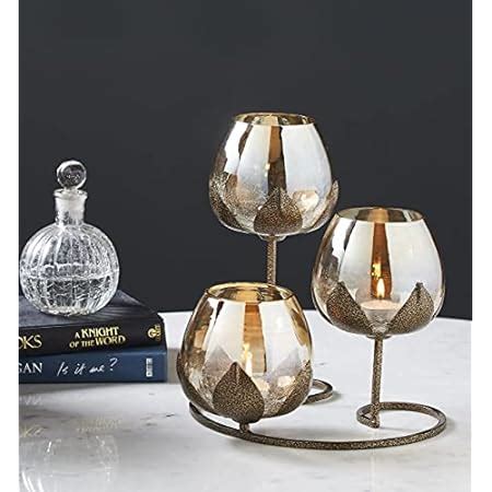 Buy Tuxédo 3pc Gold Glass Candle Holders - 3- Candlesticks Holders Gold ...