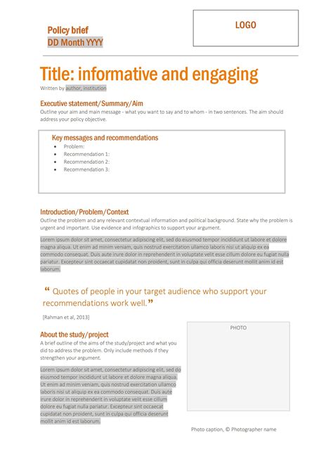 50 Free Policy Brief Templates (MS Word) ᐅ TemplateLab