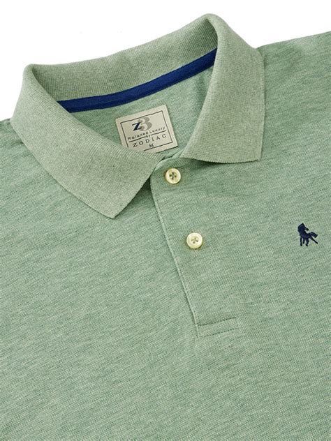 z3 Melange Polo Garment Dyed Green Solid Tailored Fit Casual Cotton T ...